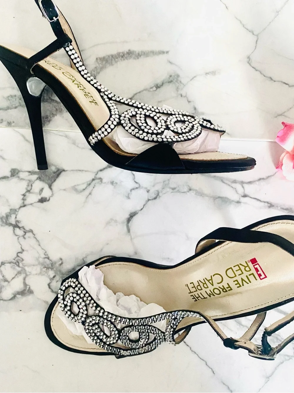 💕Pretty Black Crystal Embellished Heels SZ 8.5